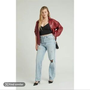 Womens Light Indigo Ripped '90s boyfriend jeans